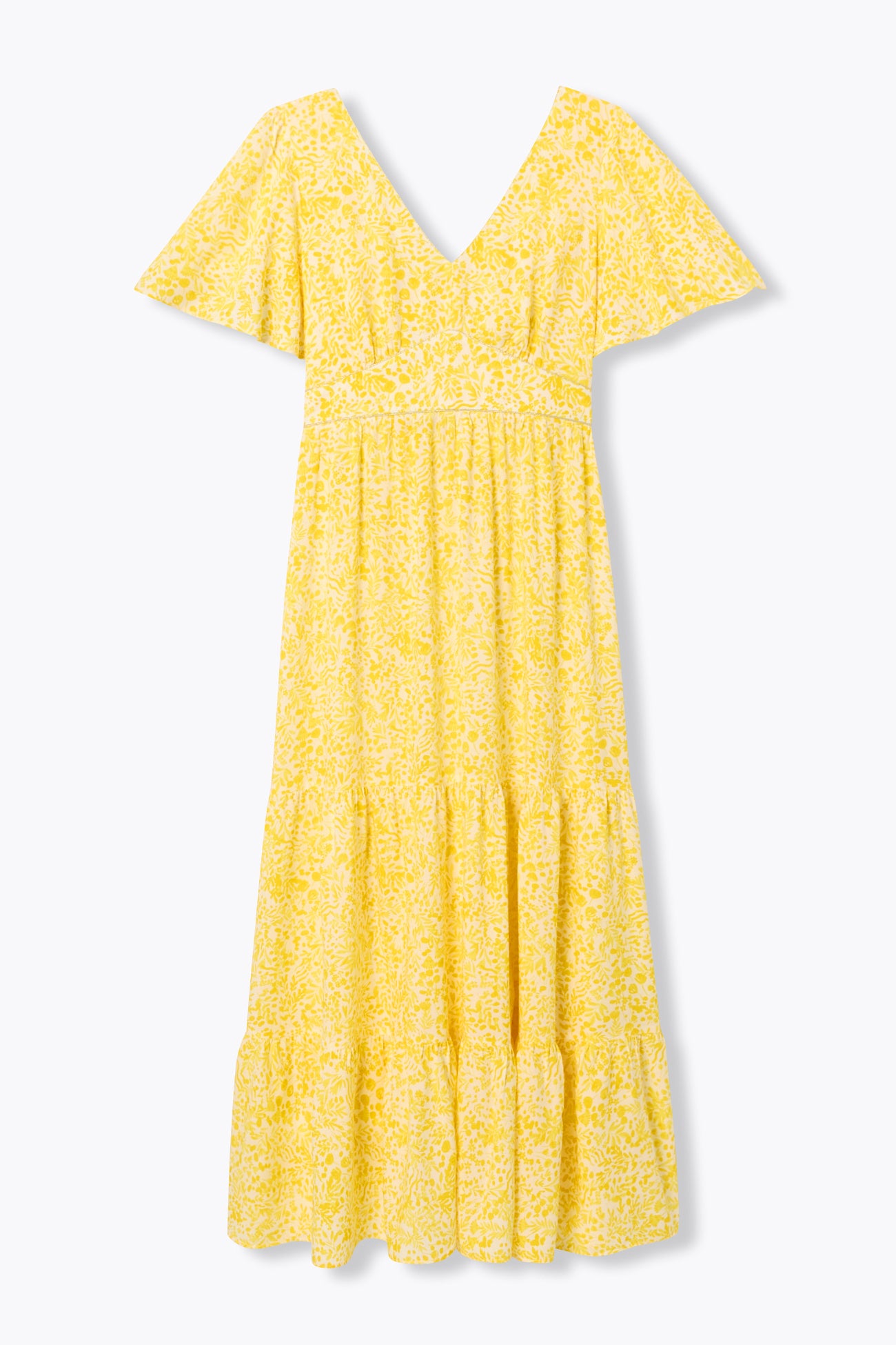 Robe imprimée décolleté dos - Imprimé jaune 36